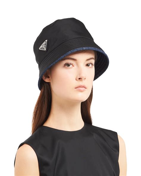 prada winter hat women|Prada denim bucket hat.